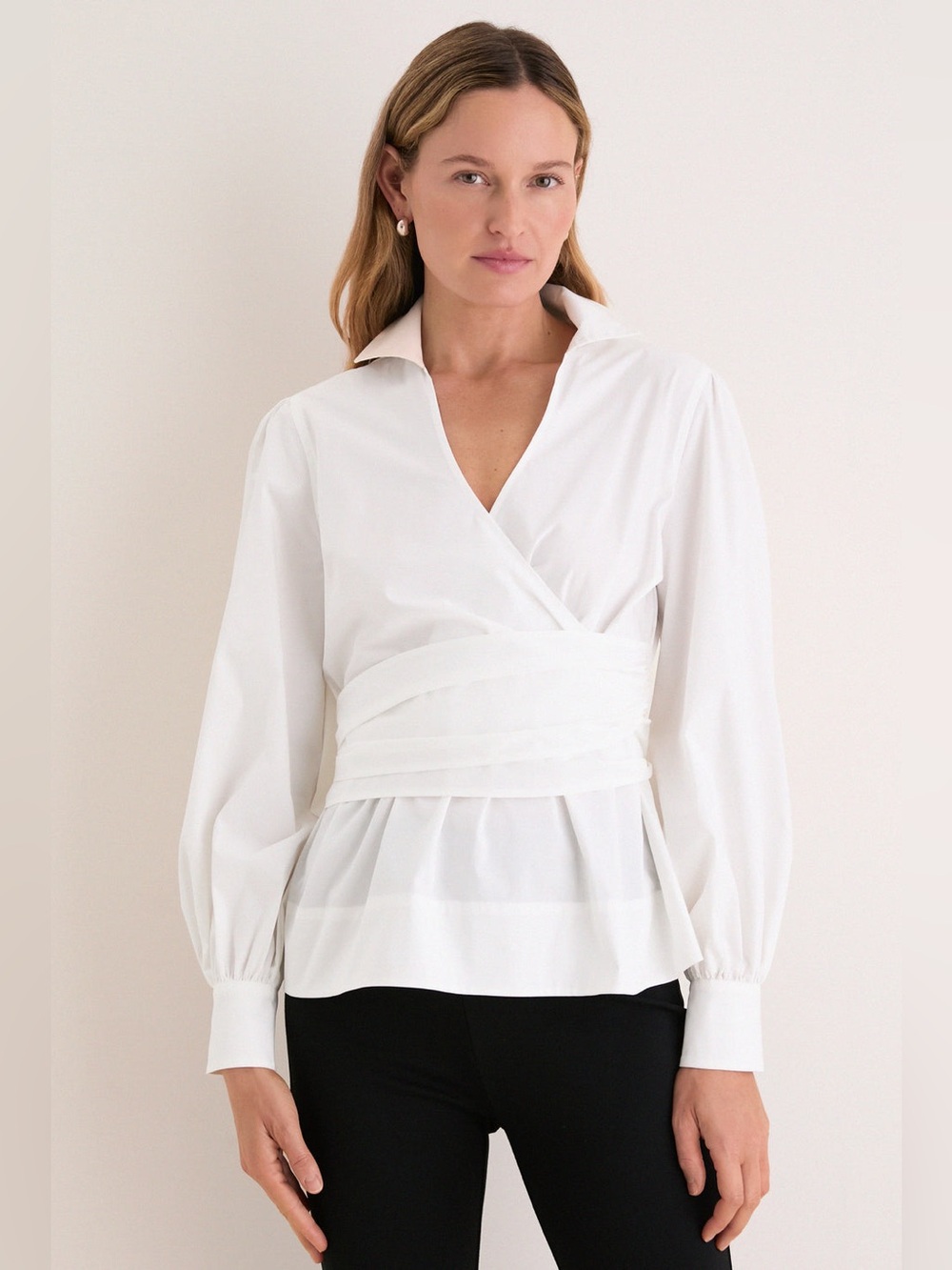 TUCKERNUCK White Tie Front Bow Bea Blouse
